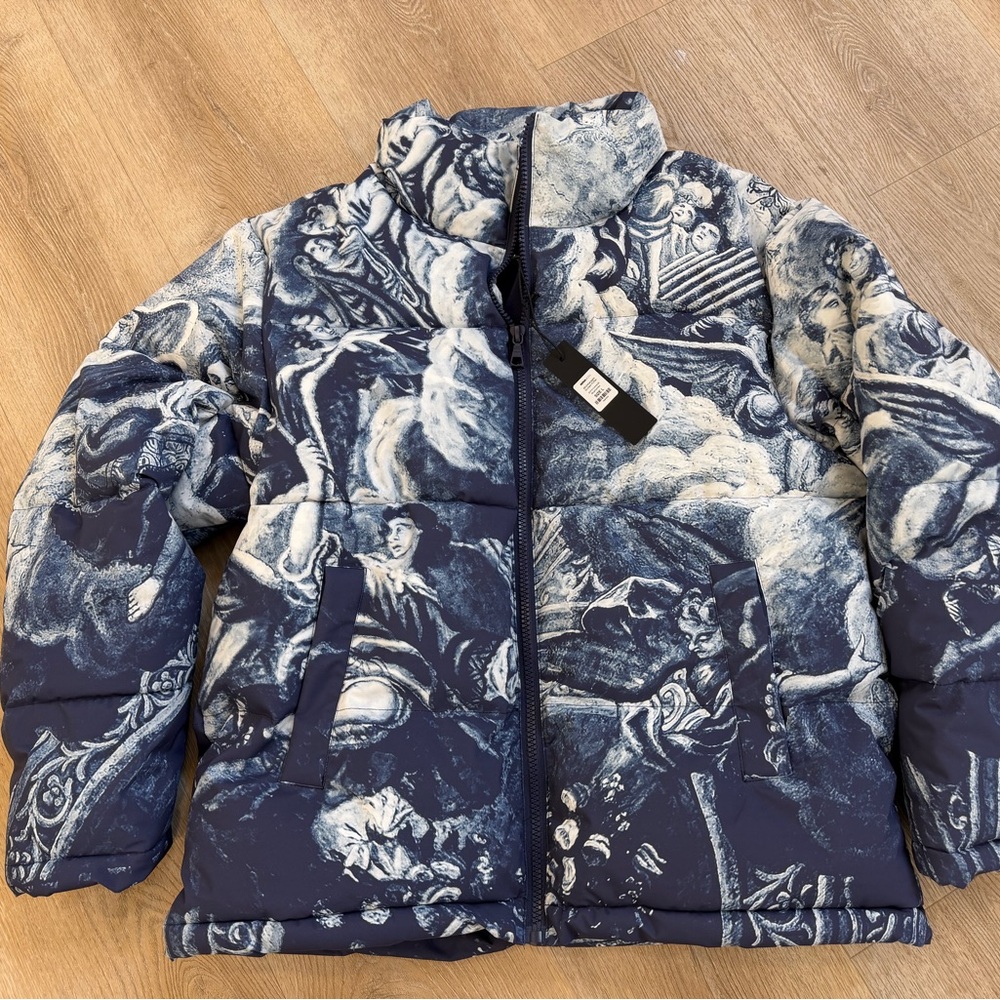 Fashion Nova Kids Puffer Jacket in Blue and Gray